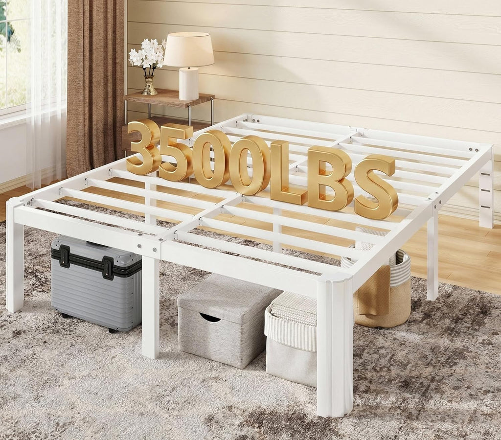 White Queen Heavy Duty Metal Bed