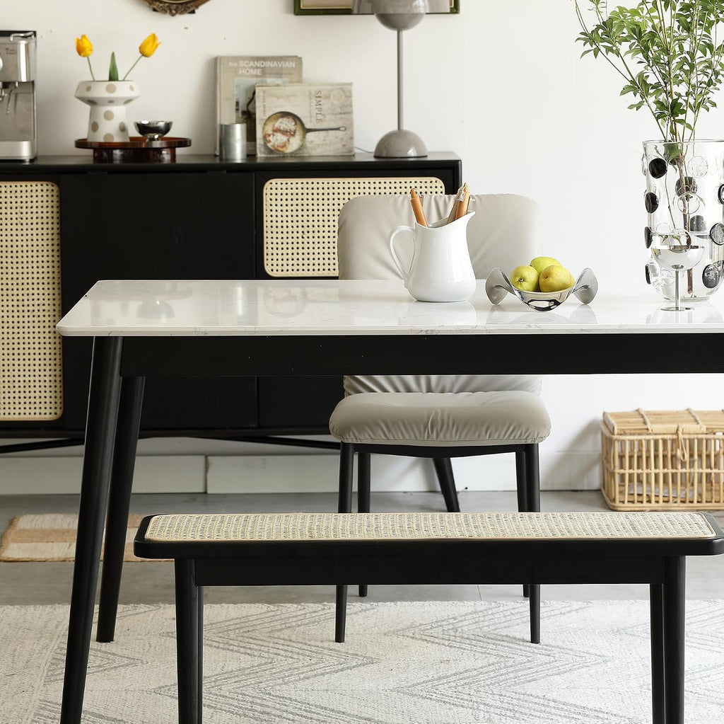 Black Oak Rattan Dining Bench