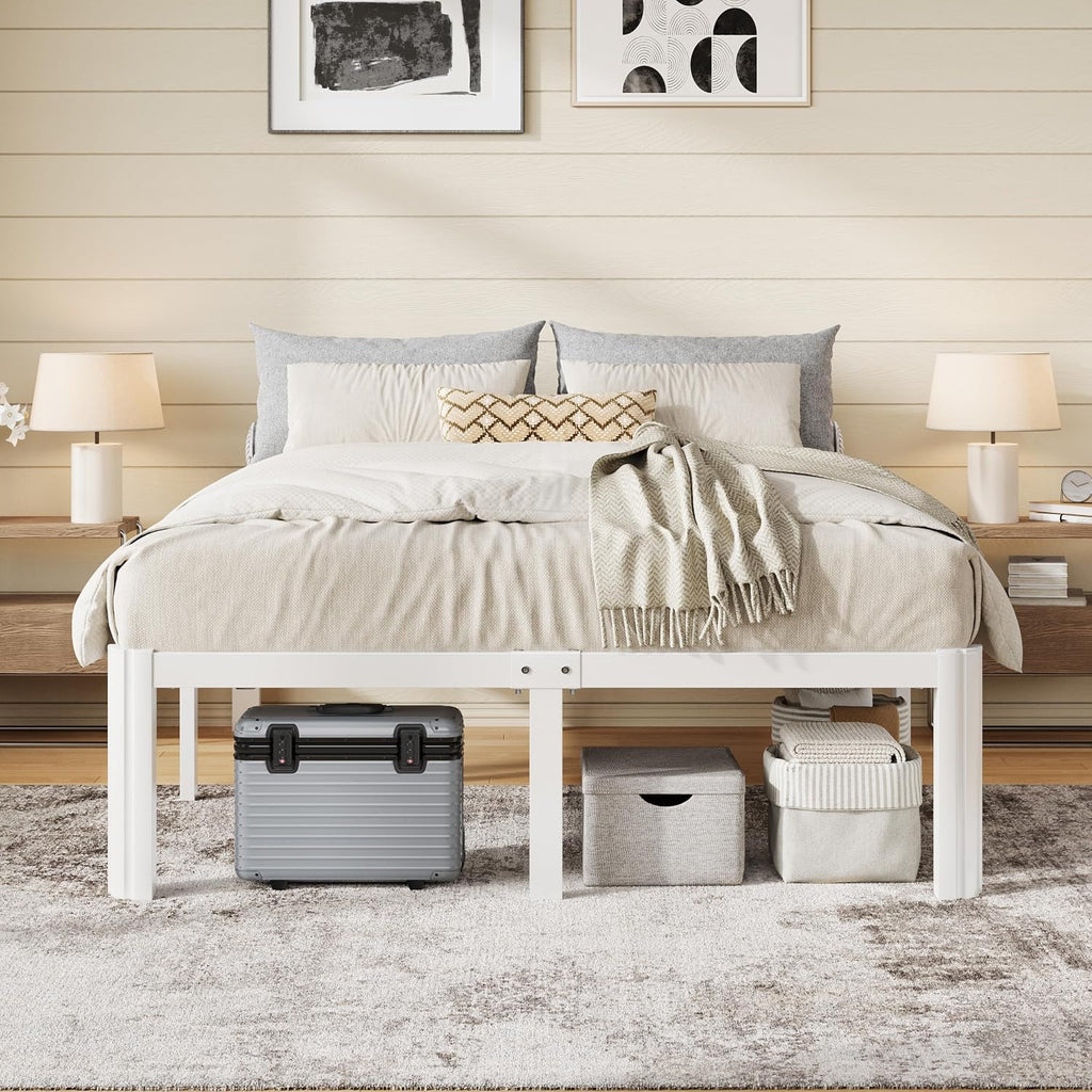White Queen Heavy Duty Metal Bed