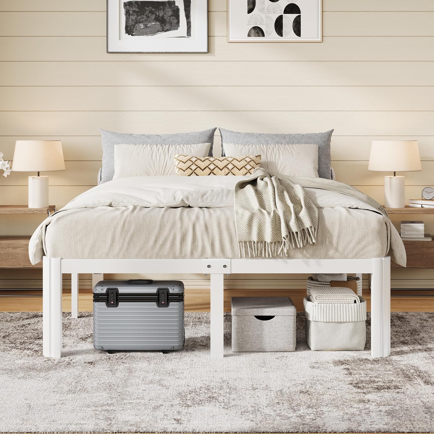 White Queen Heavy Duty Metal Bed