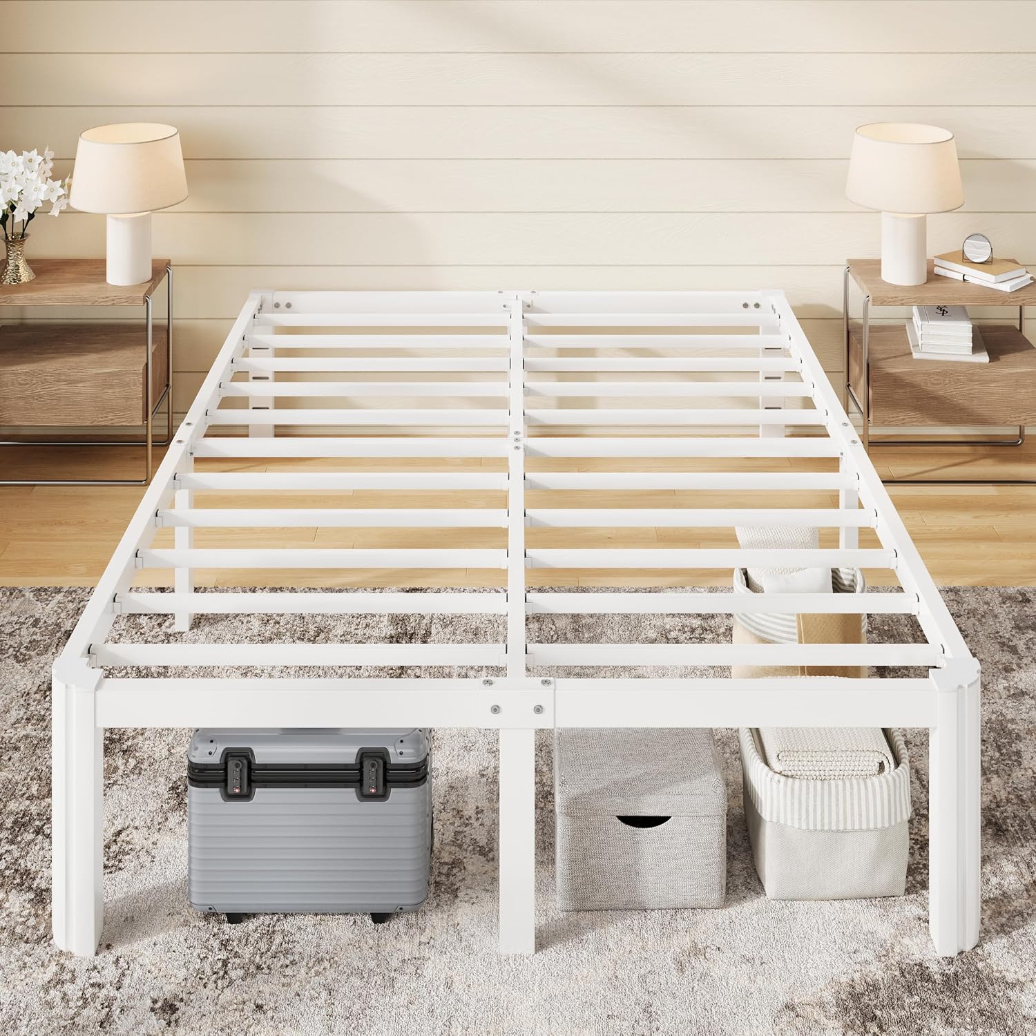 White Queen Heavy Duty Metal Bed