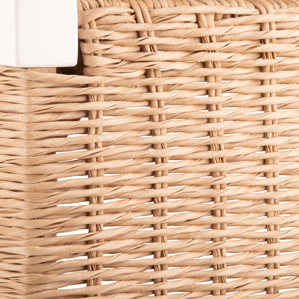 White Wood Woven Rope Bench