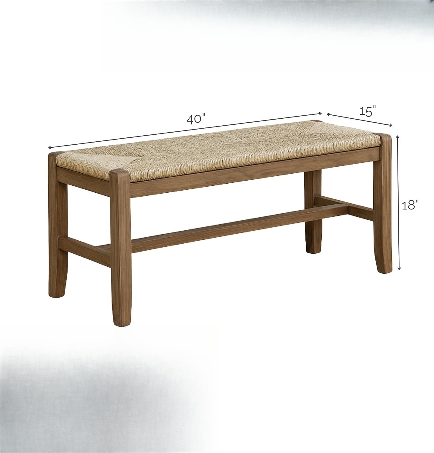 Natural Wood Seagrass Seat Bench